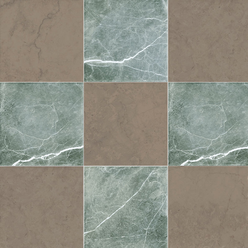 Tavari Checkerboard 10X10 Bronze And Verde, Brown/Green