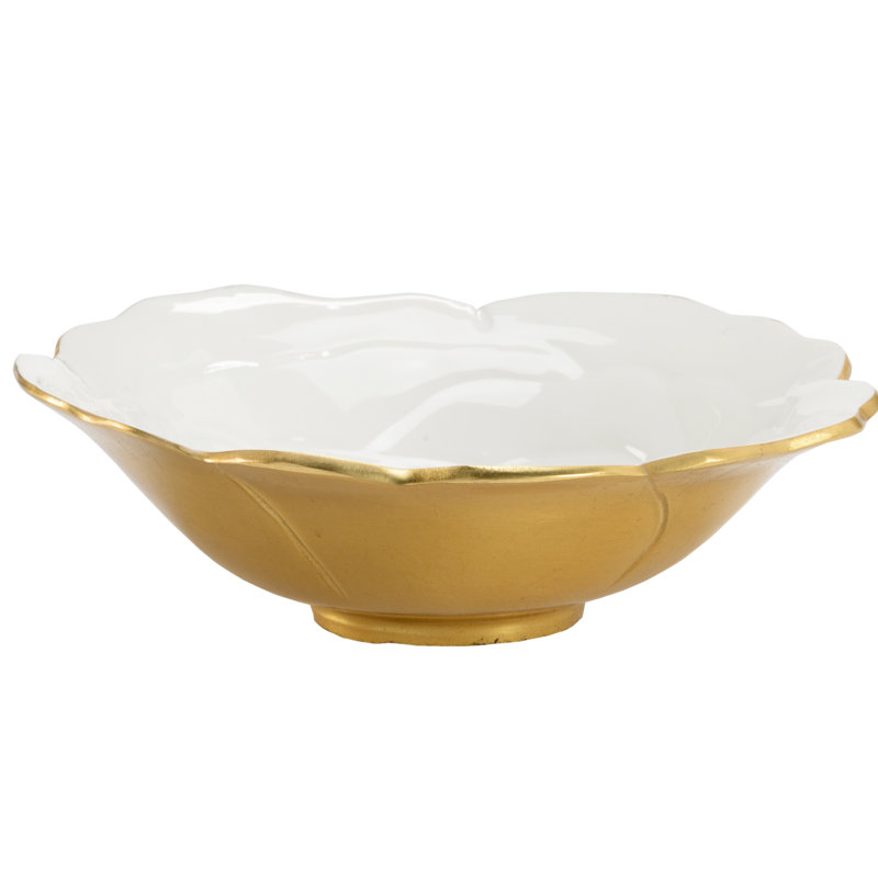 Metal Decorative Bowl, 3" H x 9.5" W x 9.5" D, Gold