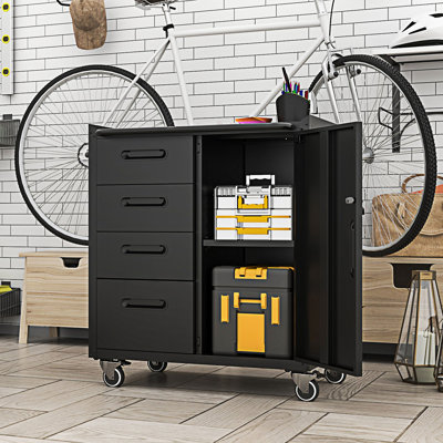 Storage Cabinet With Wheels, Tool Storage Cabinet, Entryway Cabinet
