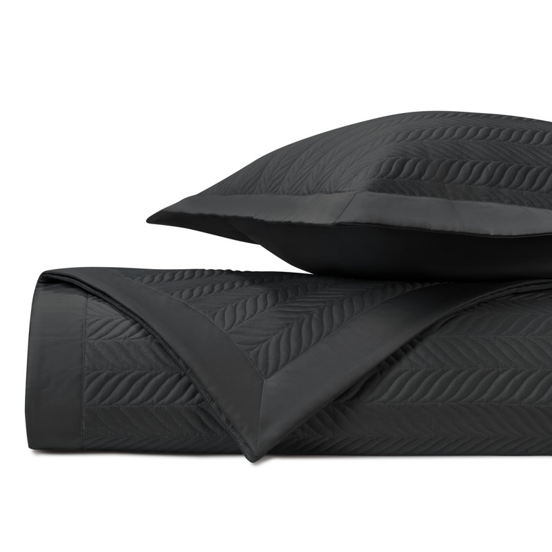 Egyptian Certified Cotton Coverlet Set, King Coverlet + 2 King Shams, Black