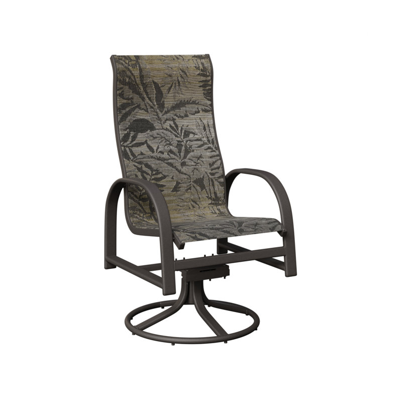 Chaise berçante pivotante à haut dossier avec tissu Sling de Berlin Gardens, Sumba moka, Graphite moucheté