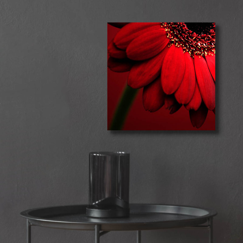 Art mural épique «Red Gerbera on Red 02» par Tom Quartermaine, H 12 po x l 12 po x P 0,13 po