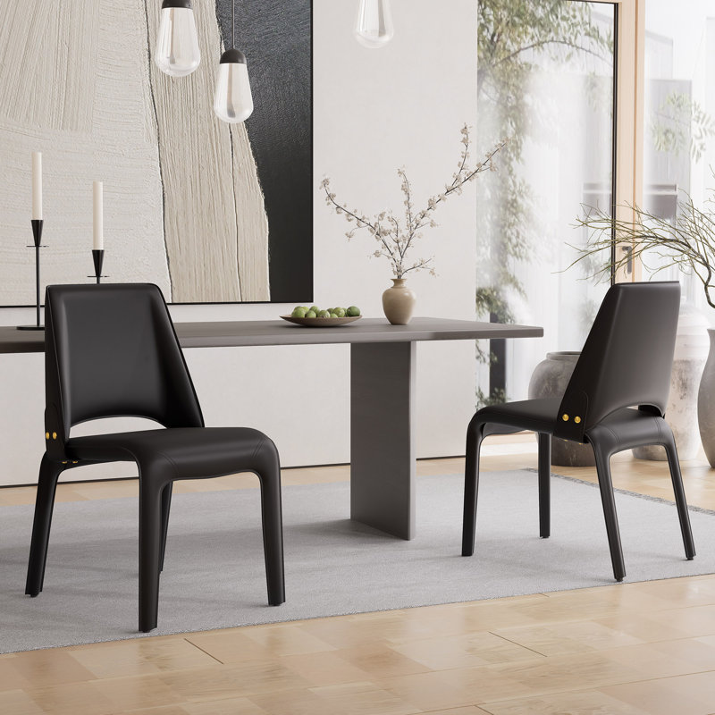Saddle Leather Dining Chair, Black