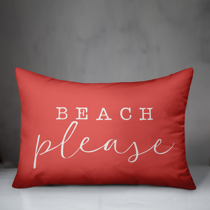  Beach Please Outdoor Rectangular Pillow Cover & Insert, Coral