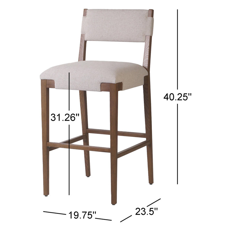 Tamari Stool-Sonoma Chestnut-Bar, Bar Stool (31.26" Seat Height), Cream Linen Blend, Brown