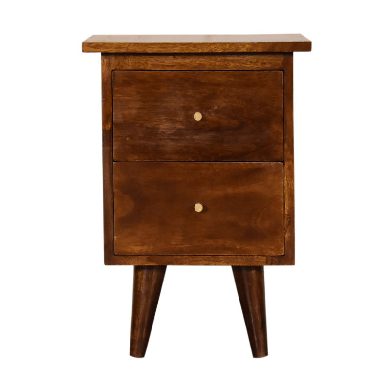 Berumen 35cm W Solid Wood Bedside Table, Chesnut, Chesnut