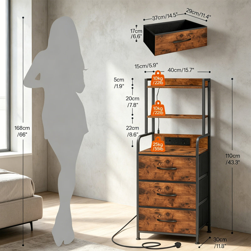 40 cm W Bedside Table