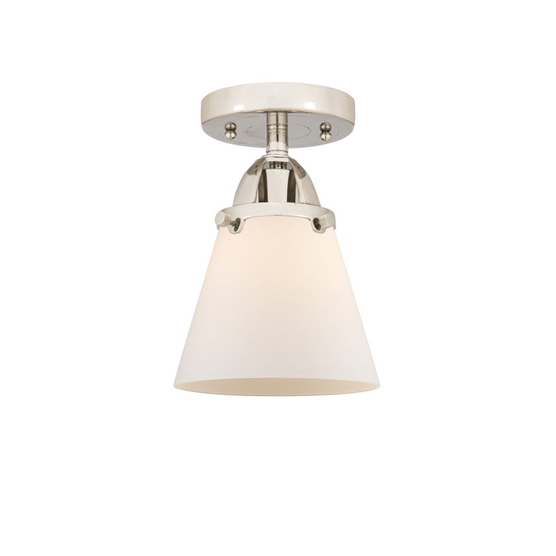Plafonnier semi-encastré en verre à DEL, Blanc mat, H 9,25 po x l 6,25 po x P 6,25 po, Nickel poli