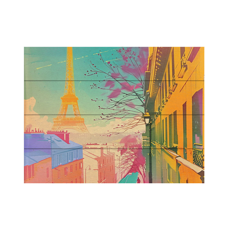 Sasha Paris Colours V Wood Slat Art, H 18 po x l 22 po
