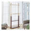 Portemanteau en acier inoxydable doré, portemanteaux en bois de couleur noyer double, hauteur de 68,9 pouces