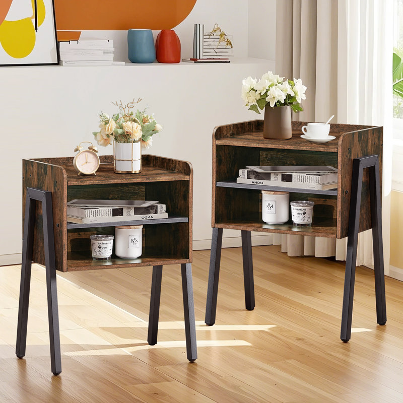 Ensemble de 2 tables de chevet empilables 23,6 po, Brown