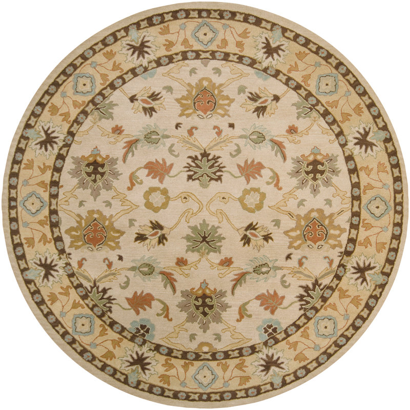 Tapis beige / brun clair en laine touffeté à la main Arnedra, Carré 4 pi