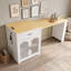 Table de cuisine extensible avec station de recharge intégrée, rangement pour bouteilles de vin et tiroirs-768661975