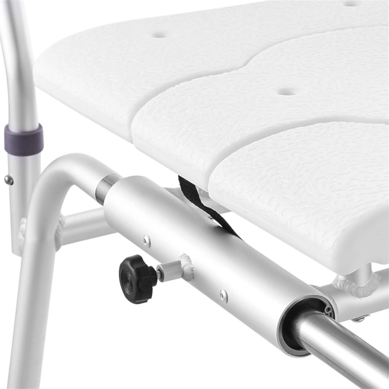 Sliding Tub Transfer Bench Shower Chair With Reversible Backrest And Cut-Out Seat For Easy Bathing