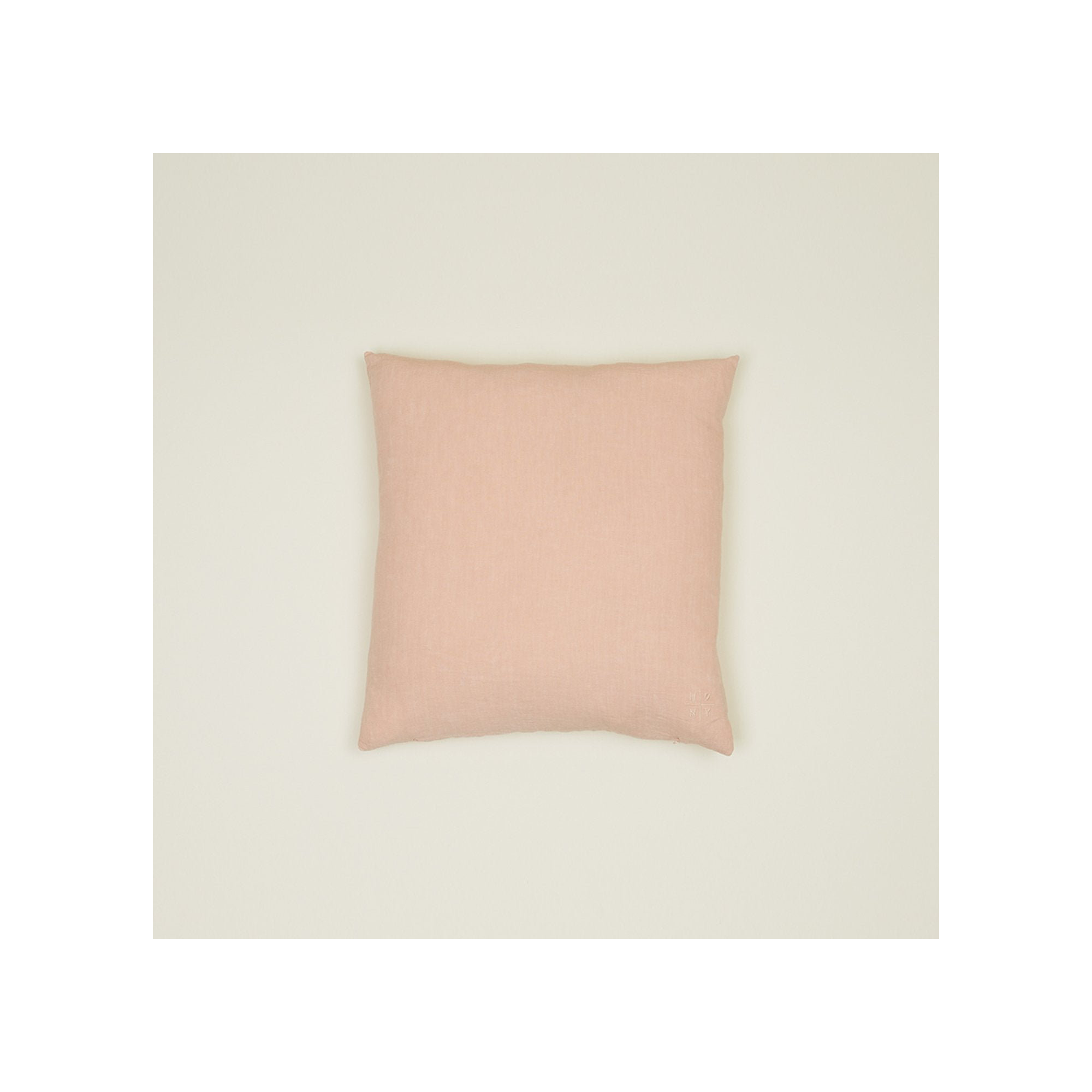 Simple Embroidered Linen Throw Pillow, Blush, Square 22"