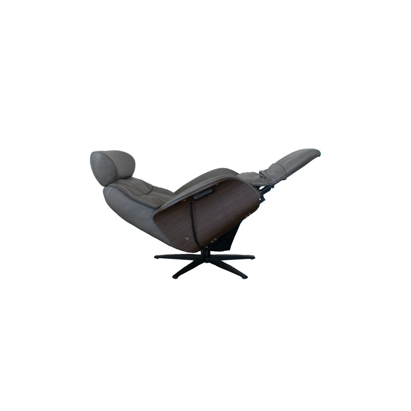 Komflex Upholstered Heated Massage Chair, Light Gray Genuine Leather