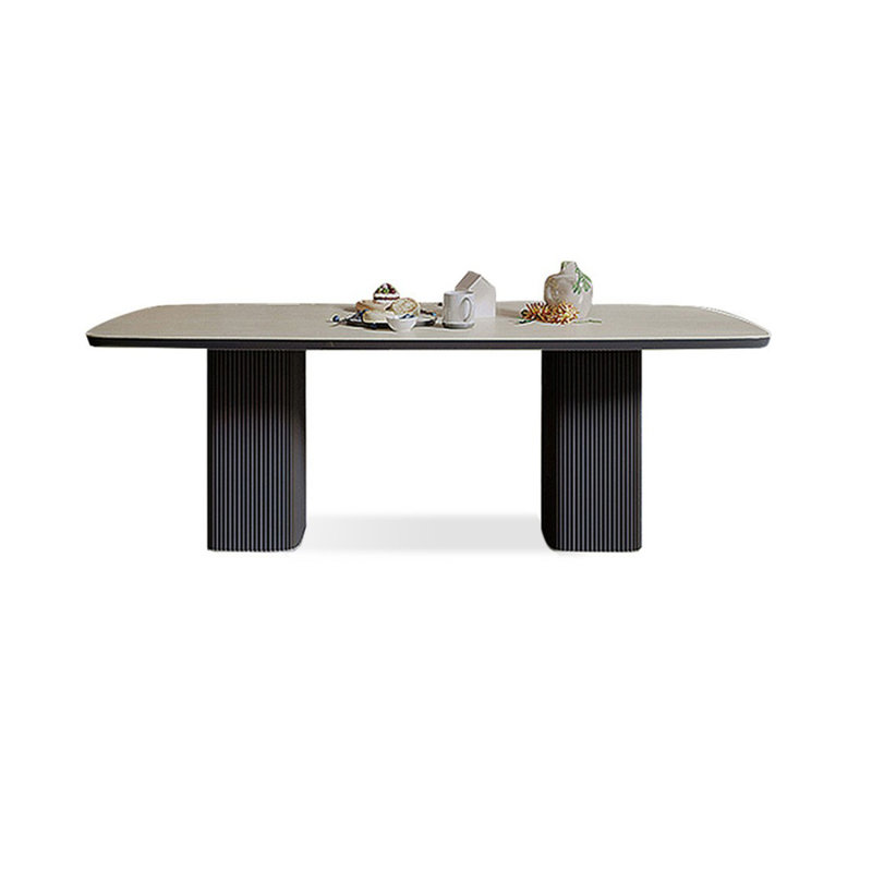 Table de salle à manger rectangulaire moderne en bois massif fritté, H 29,53 po x L 70,87 po x l 35,43 po