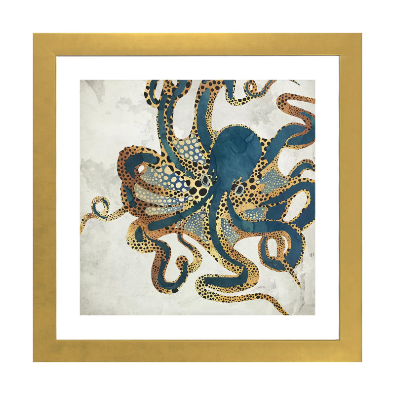 Underwater Dream VI - impression d'art graphique, Impression encadrée avec passe-partout, H 24 po x l 24 po, Doré