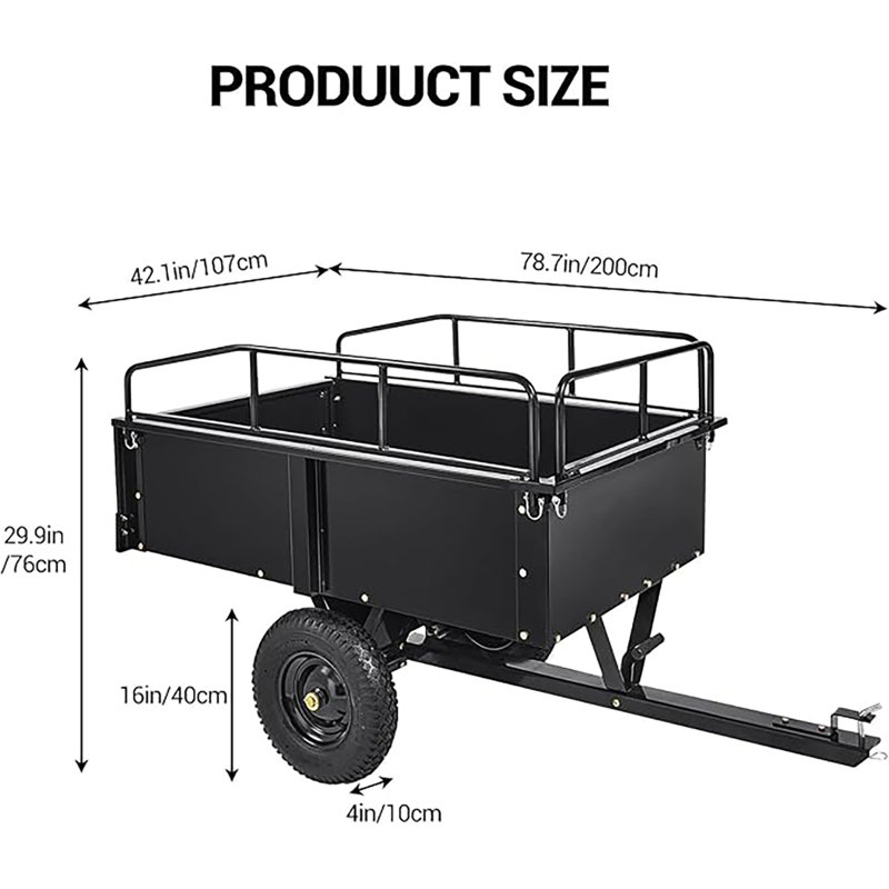 Garden Multifunctional Trailer With Detachable Sides Suitable For Lawn Mowers And Tractors