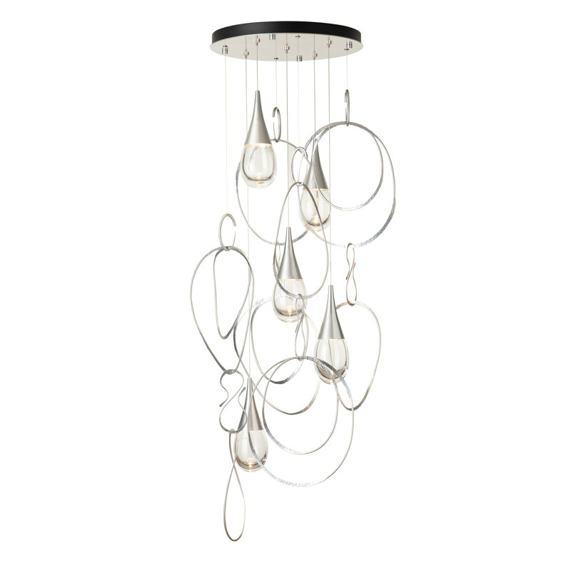 Lyric 5-Light Round Pendant, Long, Sterling