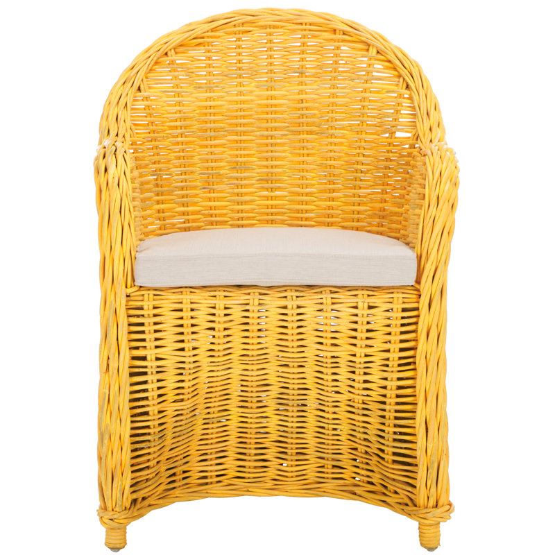 Hahn Upholstered Armchair, Yellow, Beige Cotton