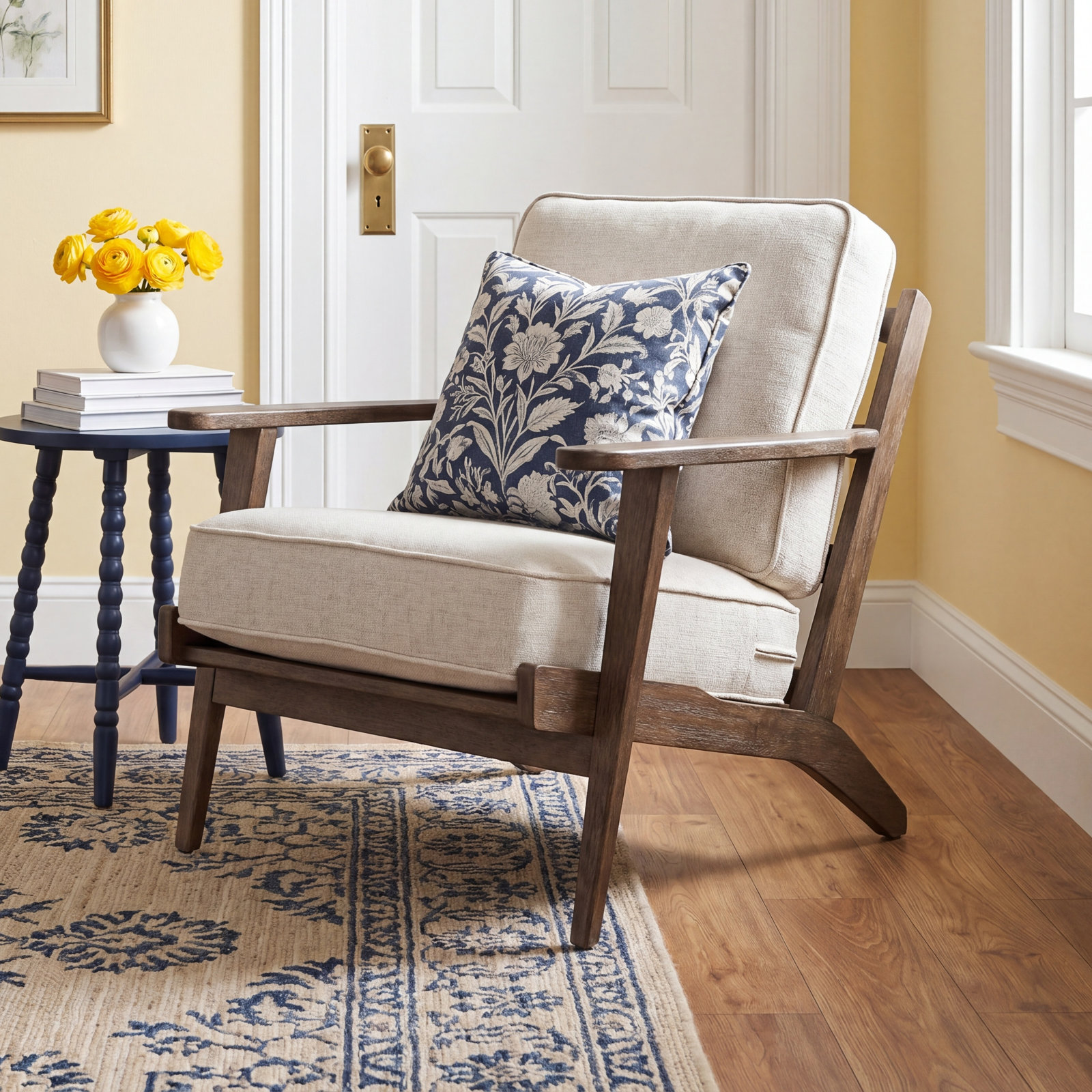 Roxy Armchair, Ivory Cotton Blend