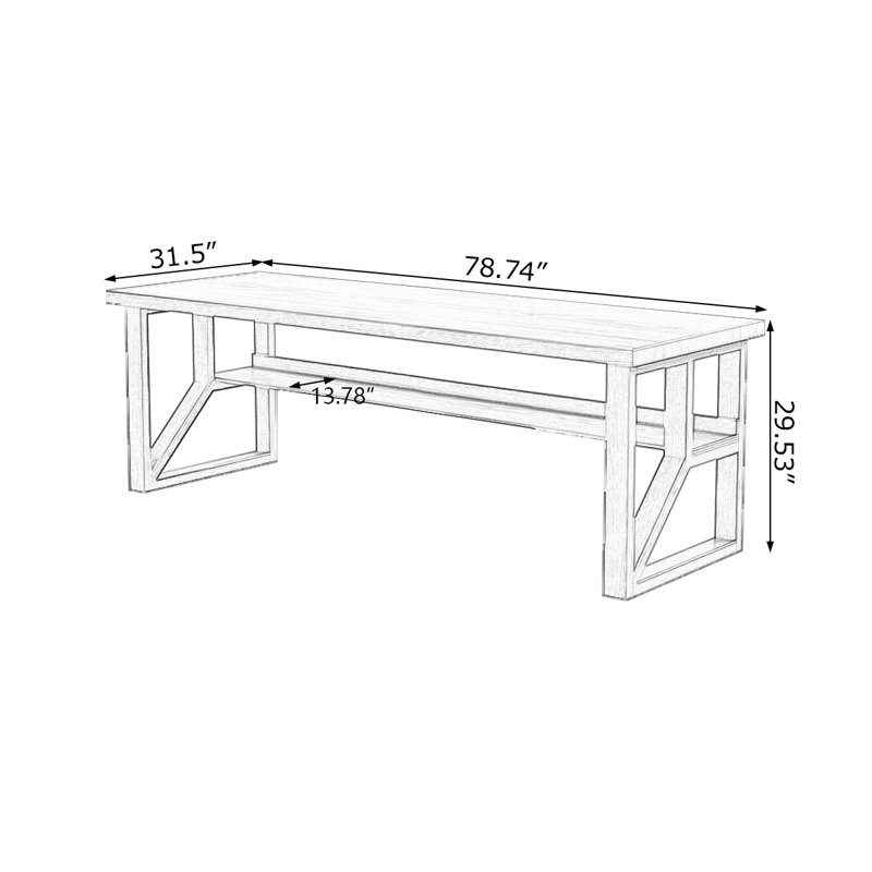 Walnut Rectangular Solid Wood desks, 29.53" H x 78.74" W x 31.5" D
