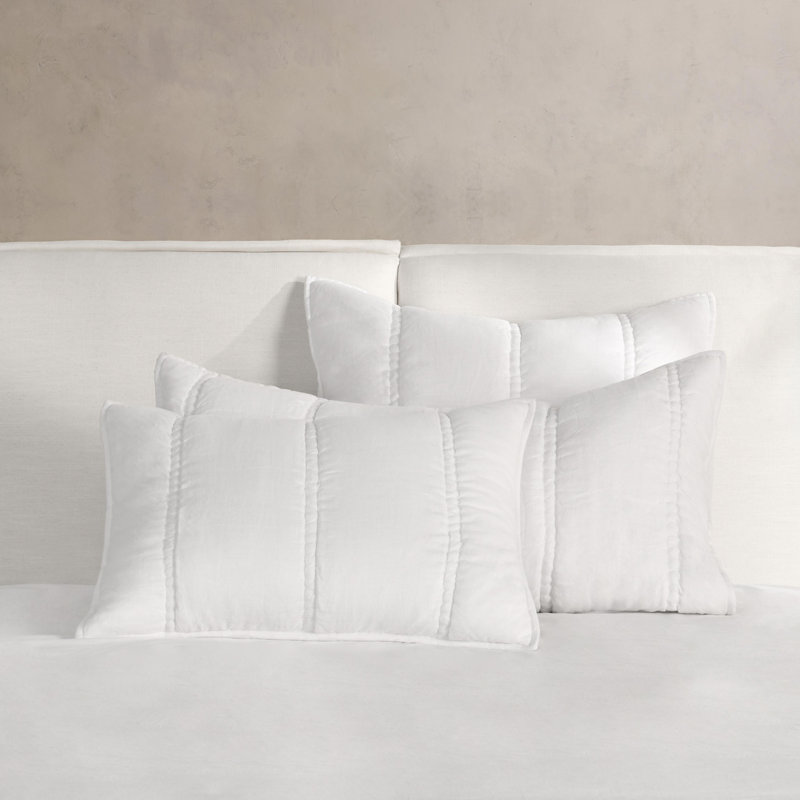 Rowen Sustainable Fabric Beige Standard Sham, Euro, White