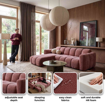 Michell 6 Seater Chenille Sofa Bed