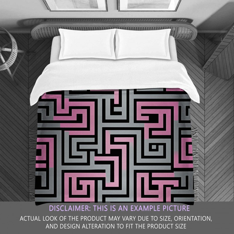 Polyester Comforter, Twin Comforter, Gray/Pink Geometric