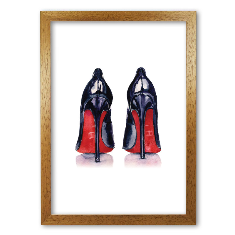 High Heels - Painting, Honey Oak Frame, 42 cm H x 30 cm W x 5 cm D
