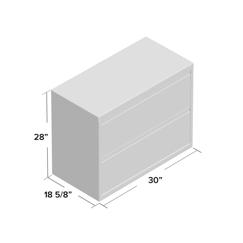30'' Wide 2 -Drawer Steel File Cabinet, White