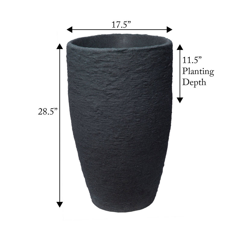 Callan Tall Double Walled Pot Planter, 28.5" H x 17.5" W x 17.5" D, Black
