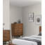 Noyer 1Pc Commode à tiroirs en bois massif avec 5 tiroirs ronds et pieds fuselés style moderne