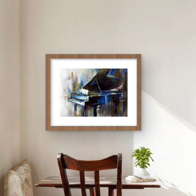 «Abstract Grand Piano - Classic Blue», reproduction encadrée musicale