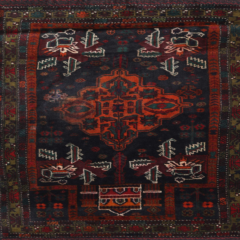Tapis oriental rouge / noir, Rond 6 pi