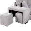 Canapé-lit réversible en L 3 places avec méridienne de rangement et 2 tabourets, 265 cm, gris, canapé d'angle 265 cm, tabourets