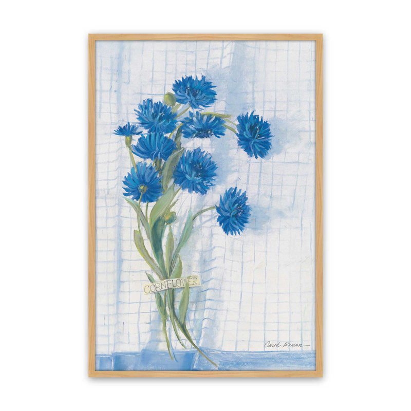 «Cornflowers On Linen» par Carol Rowan, reproduction d'art sur toile, Tanné, H 40 po x l 30 po