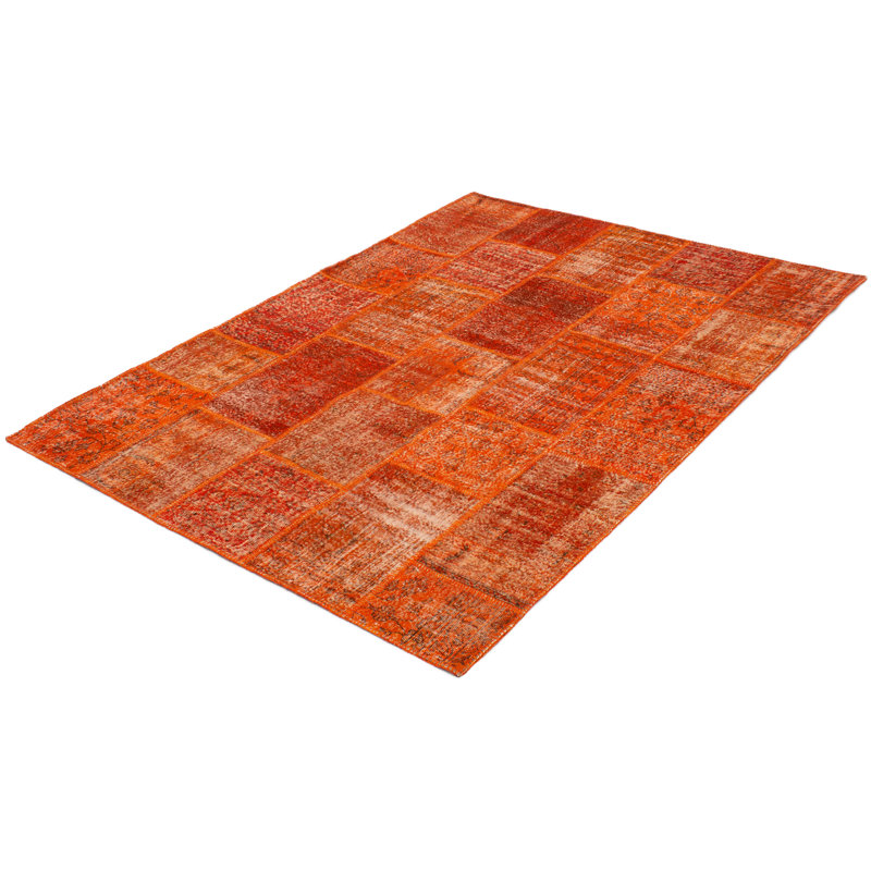 Tapis de surface en laine orange 6 pi 7 po x 9 pi 10 po one-of-kind main-noué la 2010 Lokki