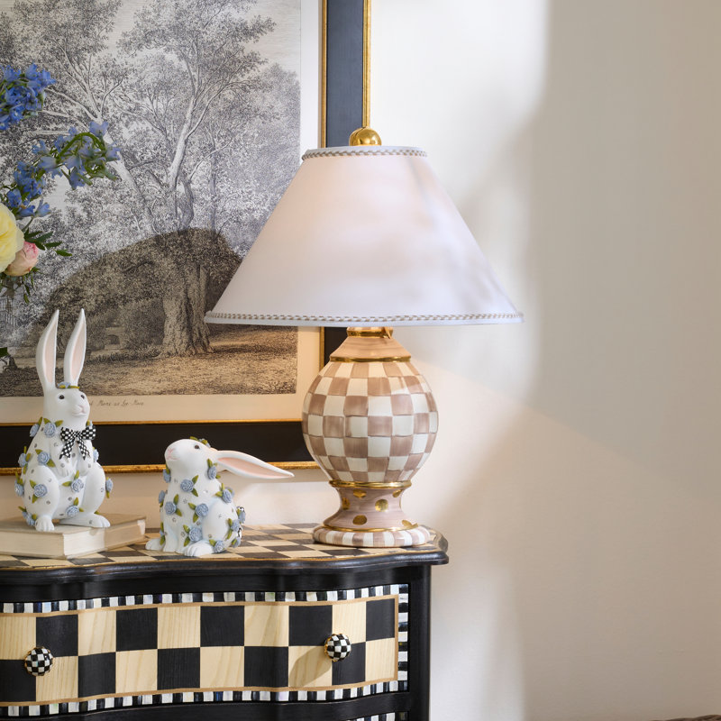 Lampe globe en céramique à carreaux moka