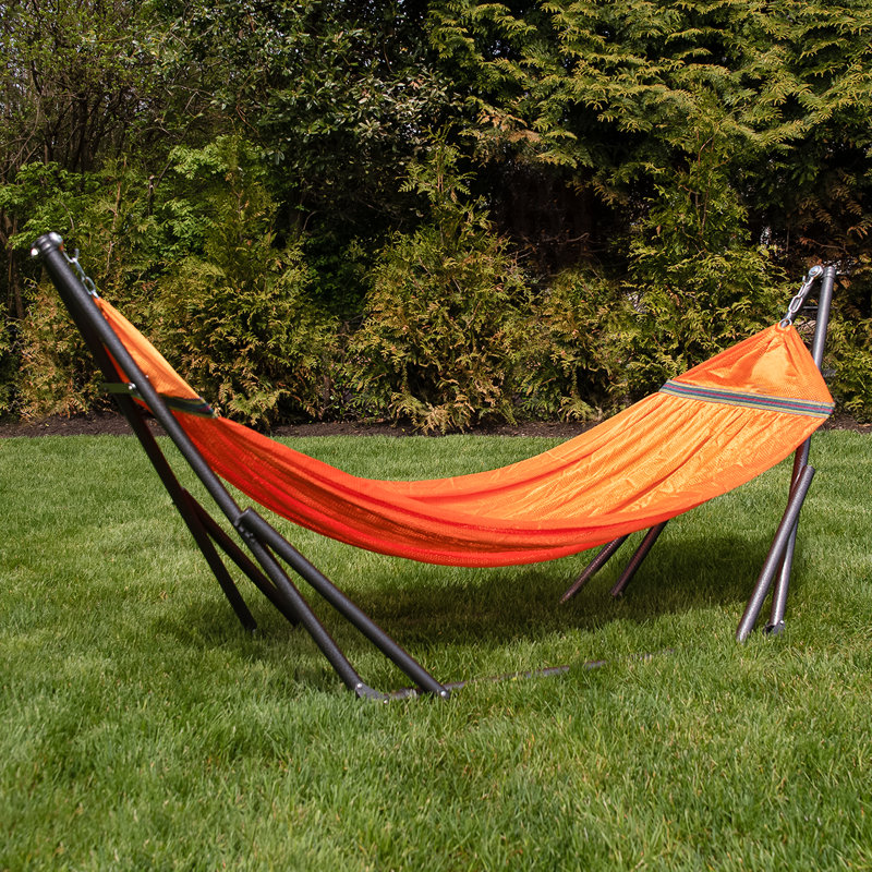 Govan Portable Camping Hammock with Stand, Orange, 116" L x 33"W x 39" H