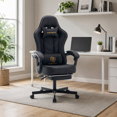 Fauteuil de jeu de course et de course réglable, inclinable et ergonomique en similicuir