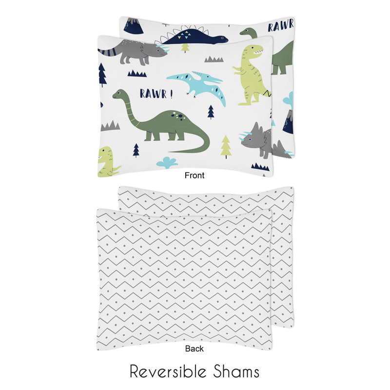 Blue and Green Dinosaur Print Full Microfiber Bedding Set