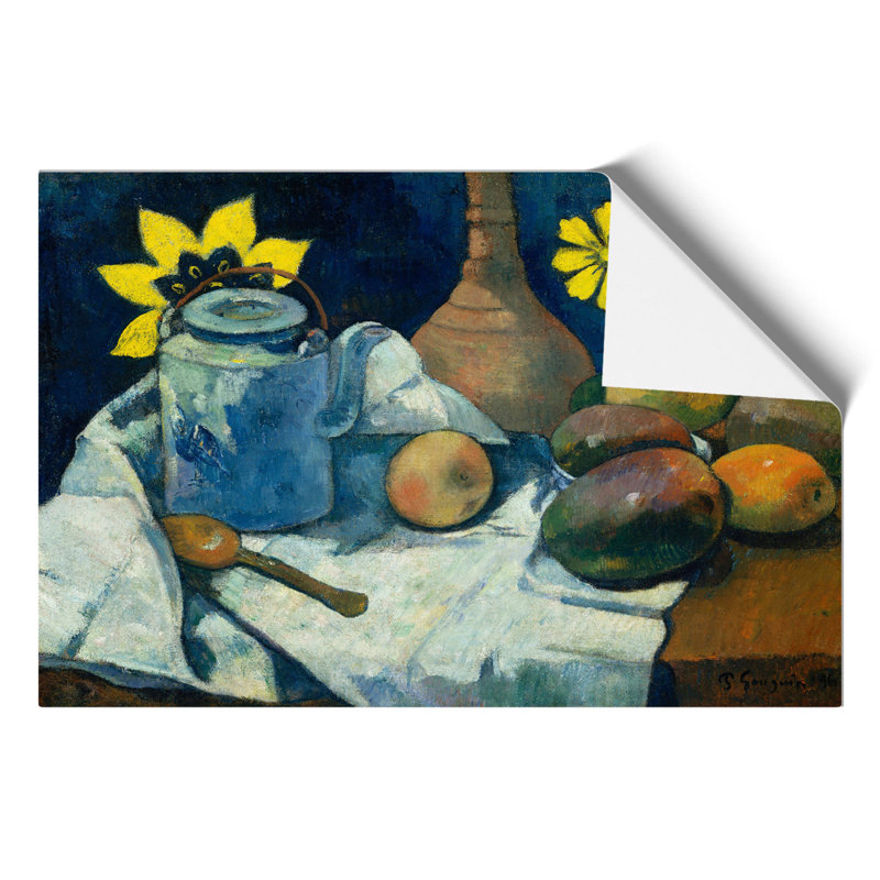 Still Life With Teapot And Fruit by Paul Gauguin - No Frame Painting, 21cm H x 30cm W x 0.1cm D