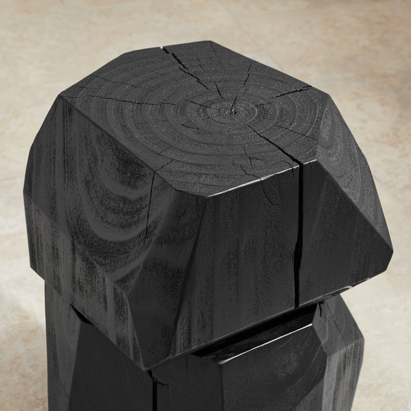 Irregular Solid Wood End Table, Black