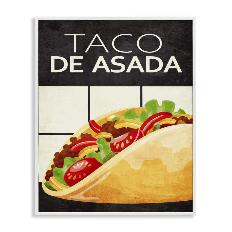 Giclée Taco Classic Meal, par Kim Allen, H 20 po x l 16 po, Giclée encadrée blanc bord de mer