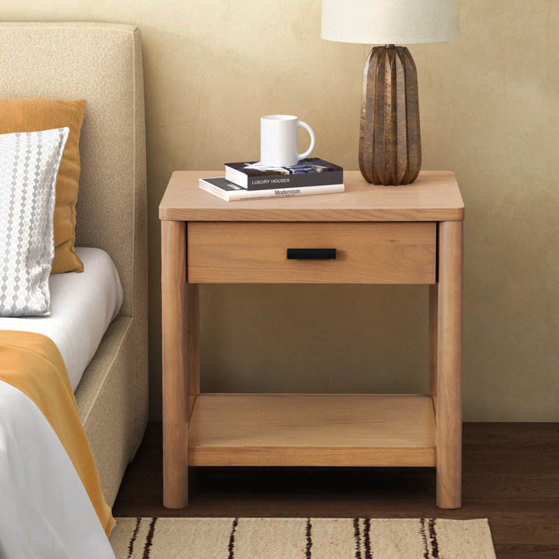 Jaylessa Wood 1 Drawer End Table, Natural