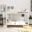 Lit superposé double en métal avec tablettes en filet et crochets à vêtements, lumière DEL, blanc-2044892608