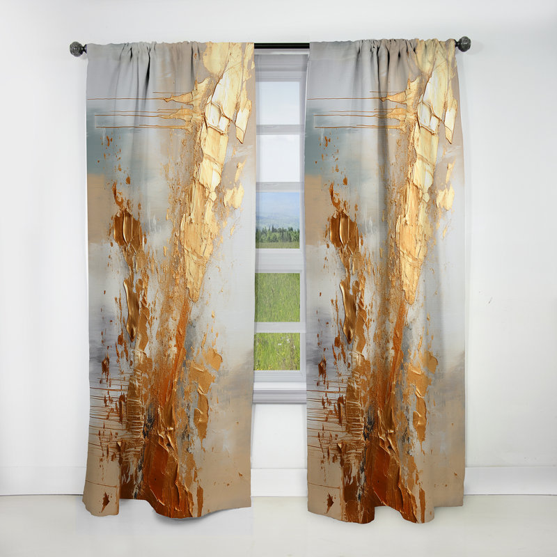 Golden Gleam II - Abstract Collages Blackout Abstract Curtain - 1 Panel, 52" W x 108" L