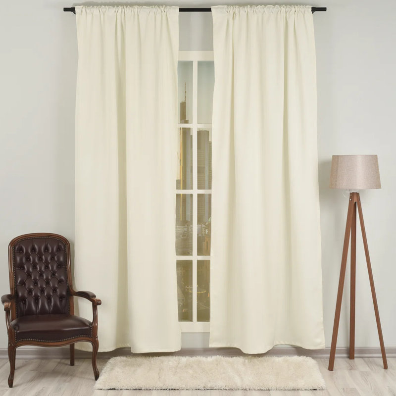 Panneaux de rideaux obscurcissants en satin de couleur unie, L 52 po x L 120 po, Écru